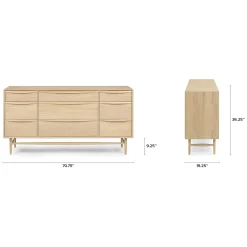 Lenia 9-Drawer Triple Dresser - White Oak
