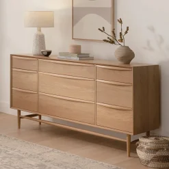 Lenia 9-Drawer Triple Dresser - White Oak