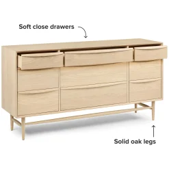 Lenia 9-Drawer Triple Dresser - White Oak