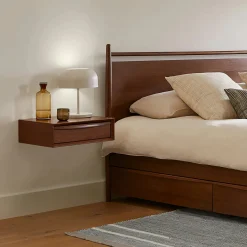Lenia Floating Nightstand - Walnut