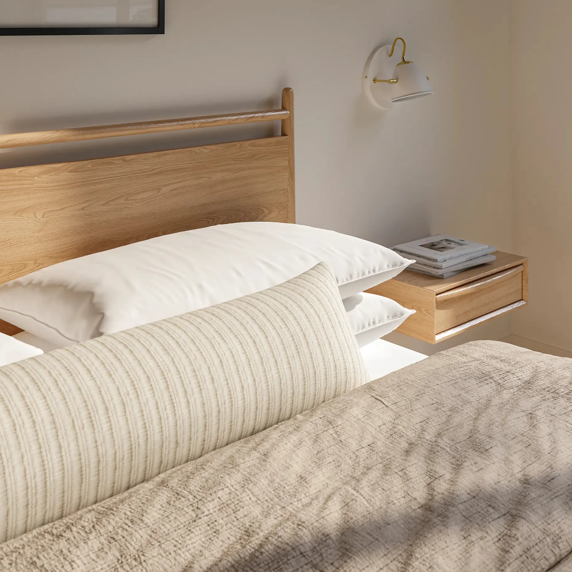 Lenia Floating Nightstand - White Oak