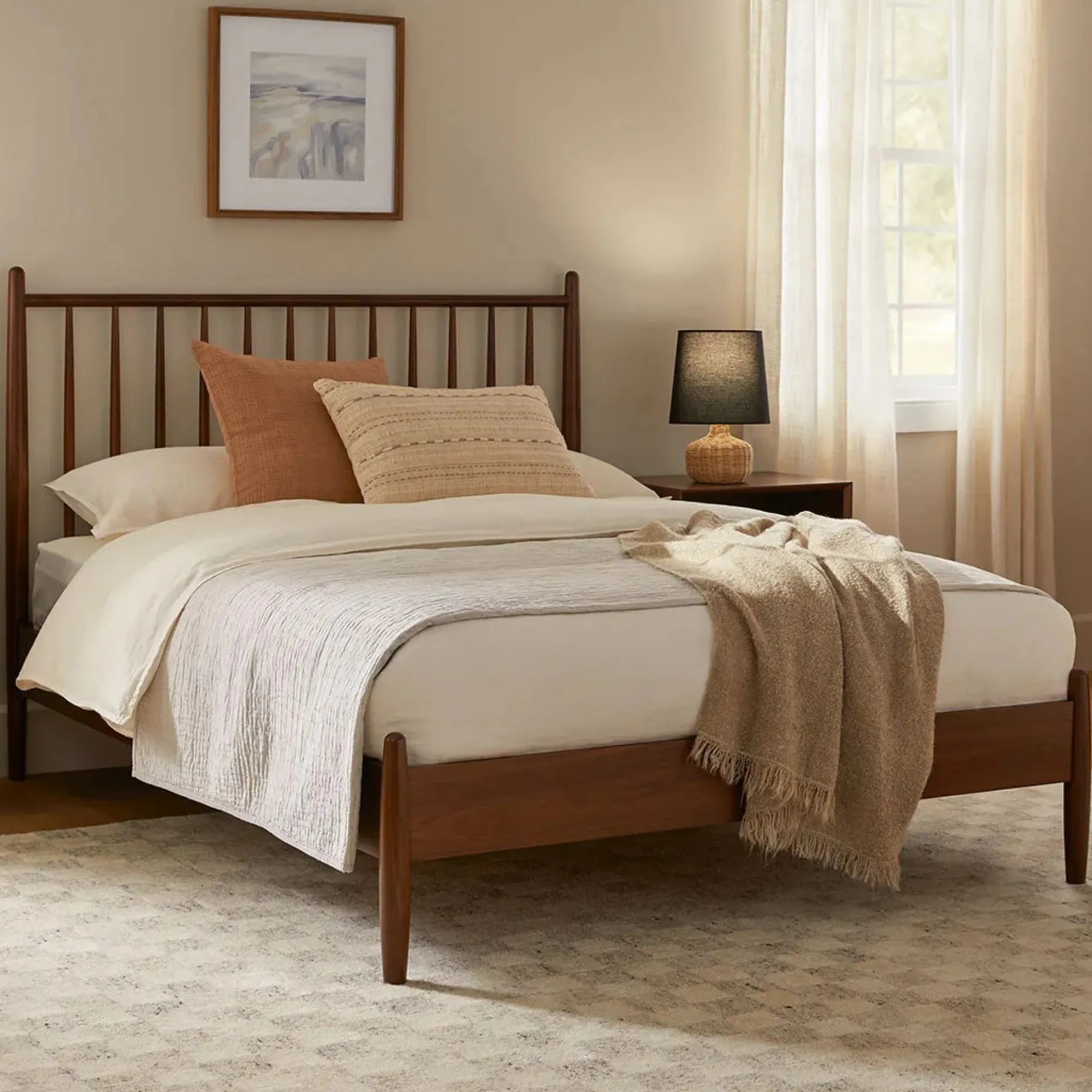 Lenia Full Bed - Walnut