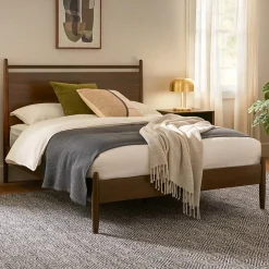 Lenia Full Panel Bed - Walnut