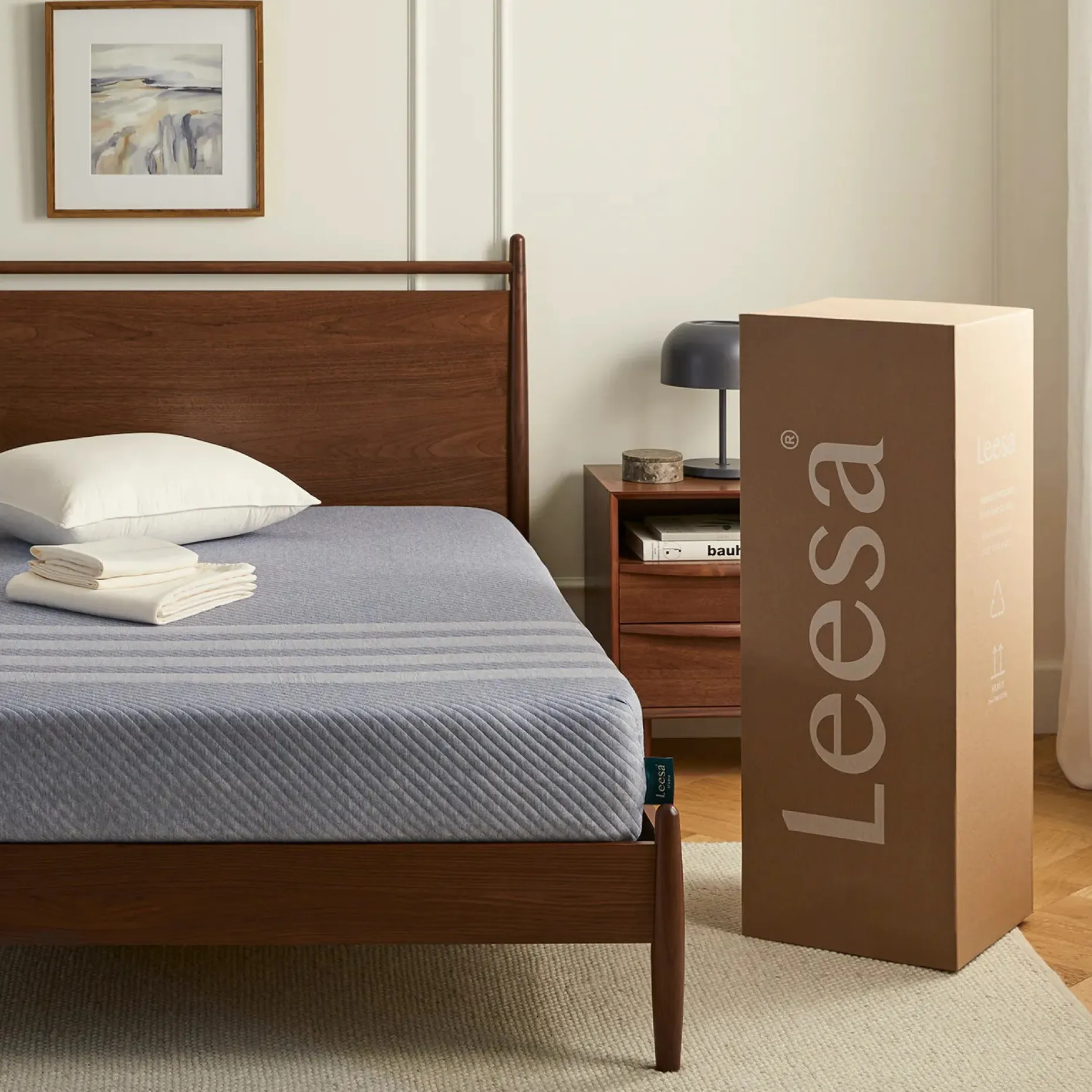 Lenia Full Panel Bed - Walnut