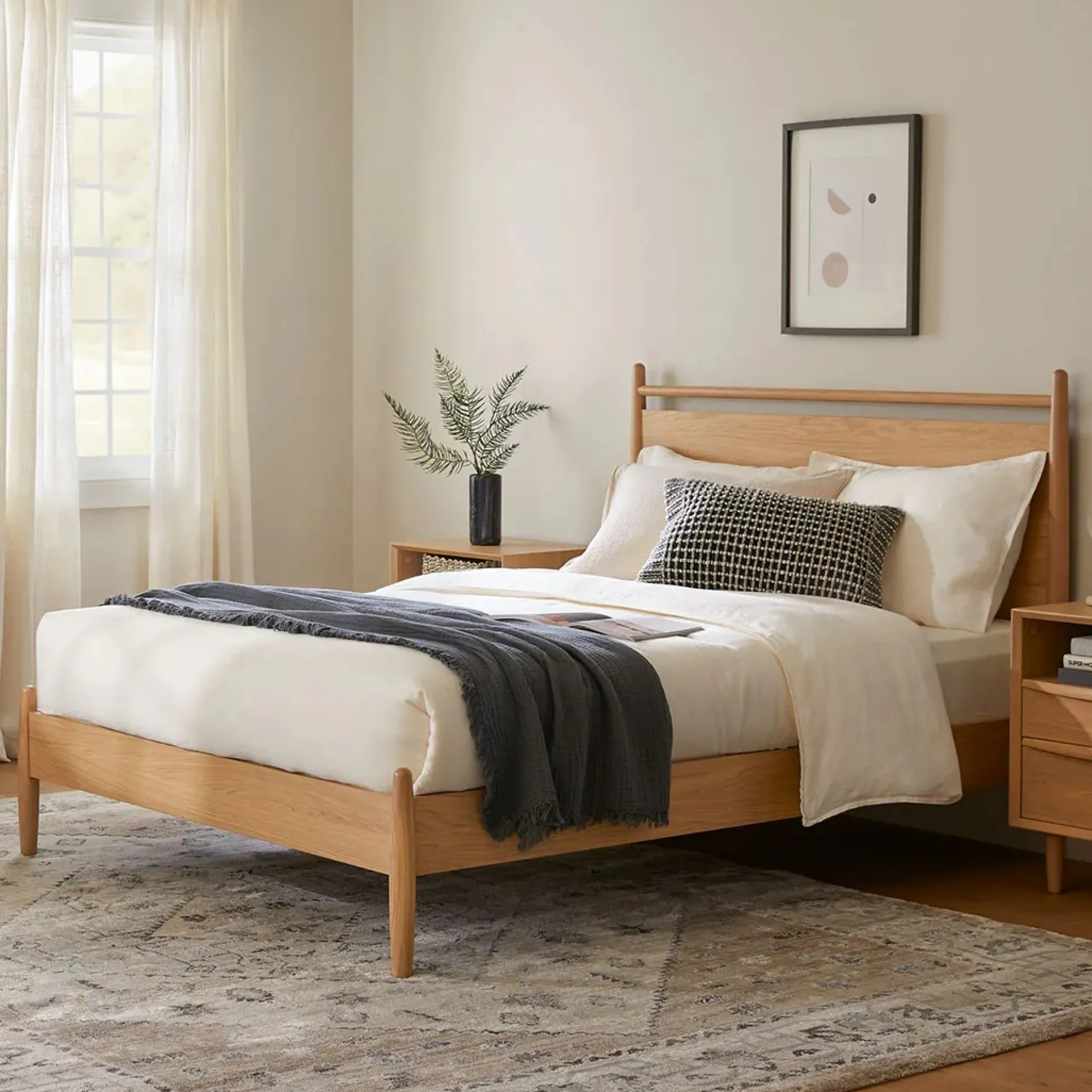 Lenia Full Panel Bed - White Oak