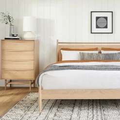 Lenia King Panel Bed - White Oak