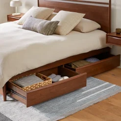 Lenia King Panel Storage Bed - Walnut