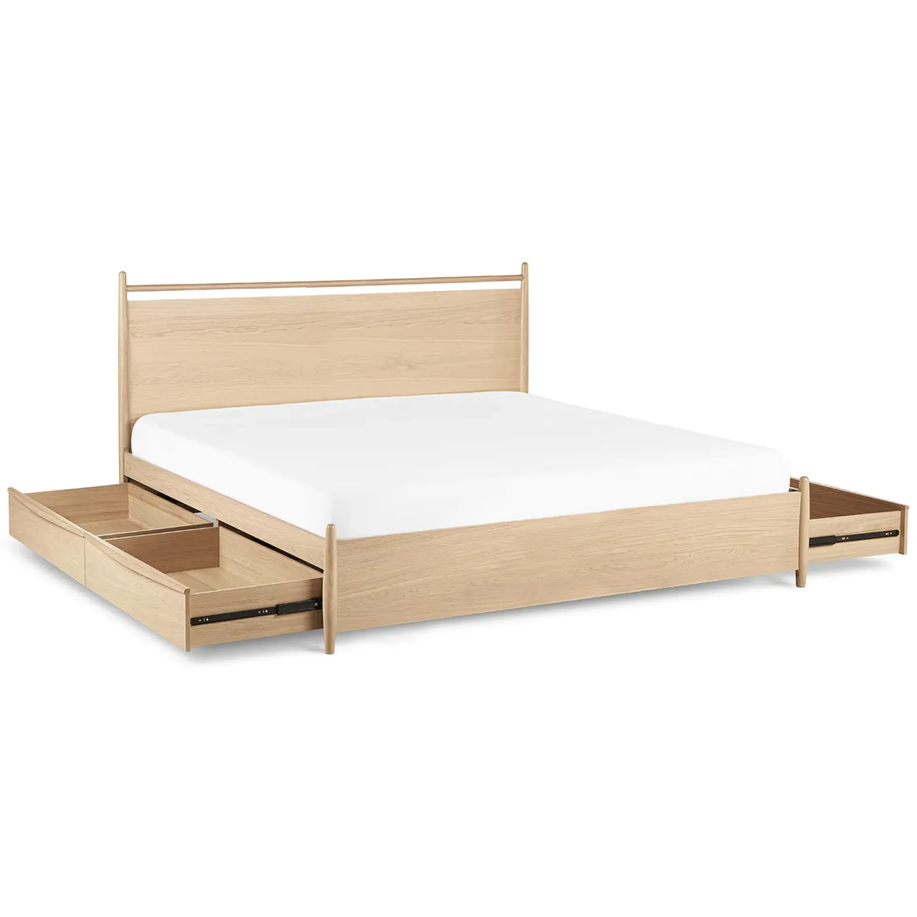 Lenia King Panel Storage Bed - White Oak