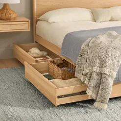 Lenia King Panel Storage Bed - White Oak