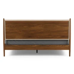 Lenia King Upholstered Bed - Walnut and Hestia Buff