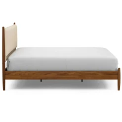 Lenia King Upholstered Bed - Walnut and Hestia Buff