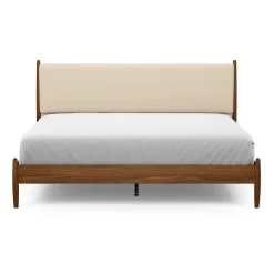 Lenia King Upholstered Bed - Walnut and Hestia Buff