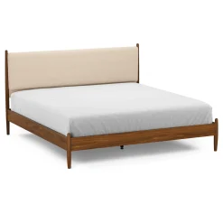 Lenia King Upholstered Bed - Walnut and Hestia Buff