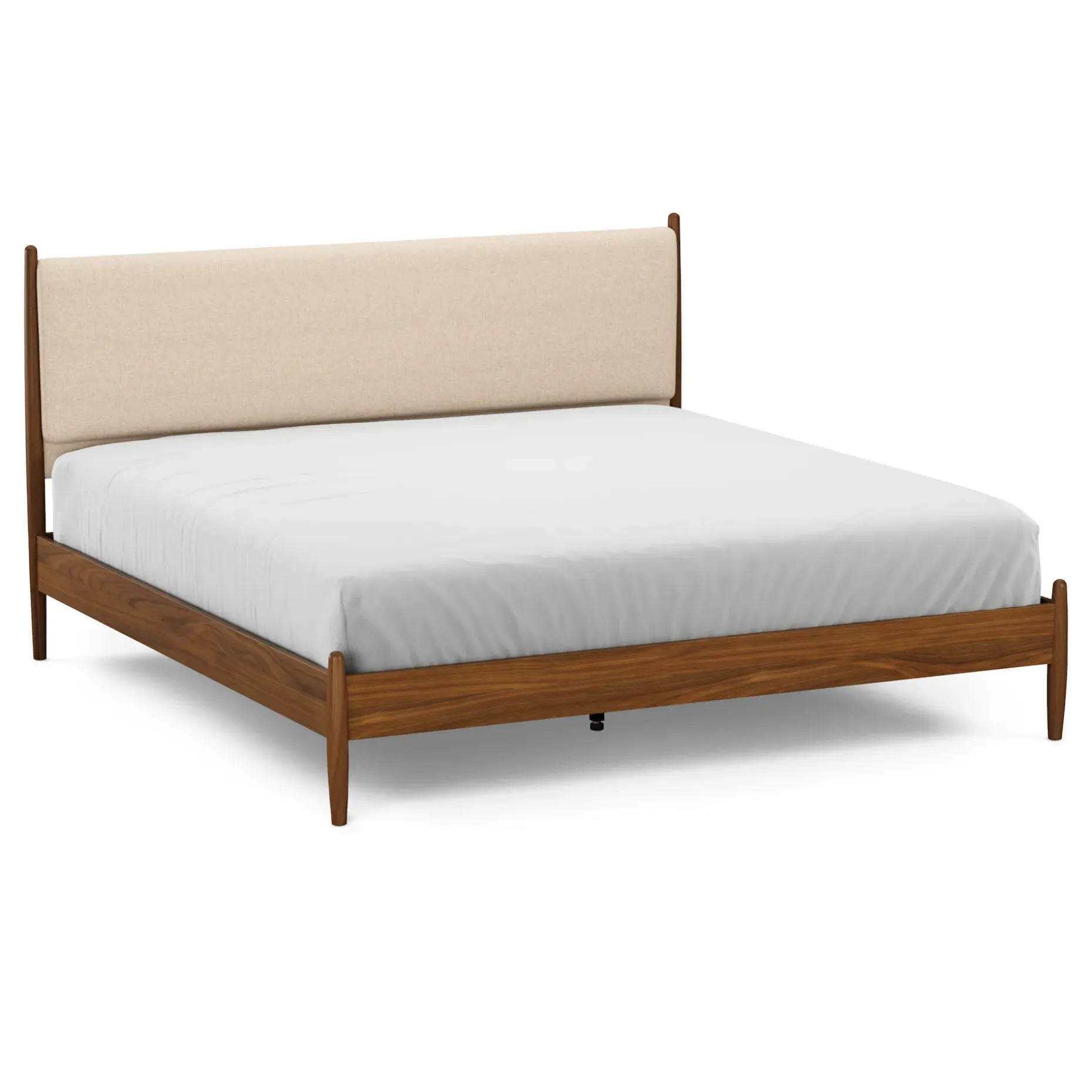 Lenia King Upholstered Bed - Walnut and Hestia Buff