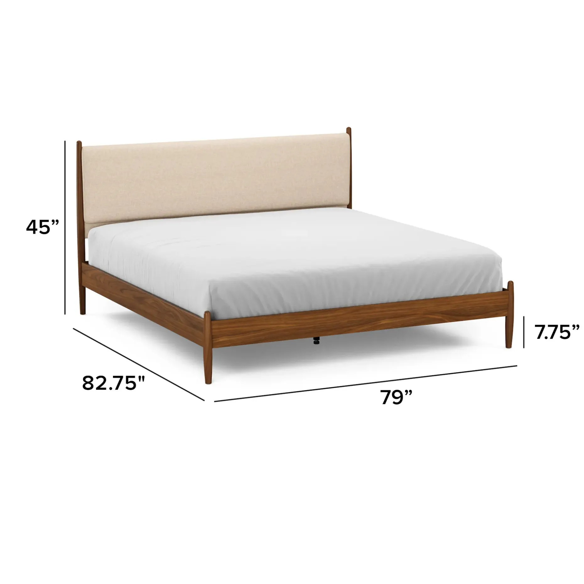 Lenia King Upholstered Bed - Walnut and Hestia Buff
