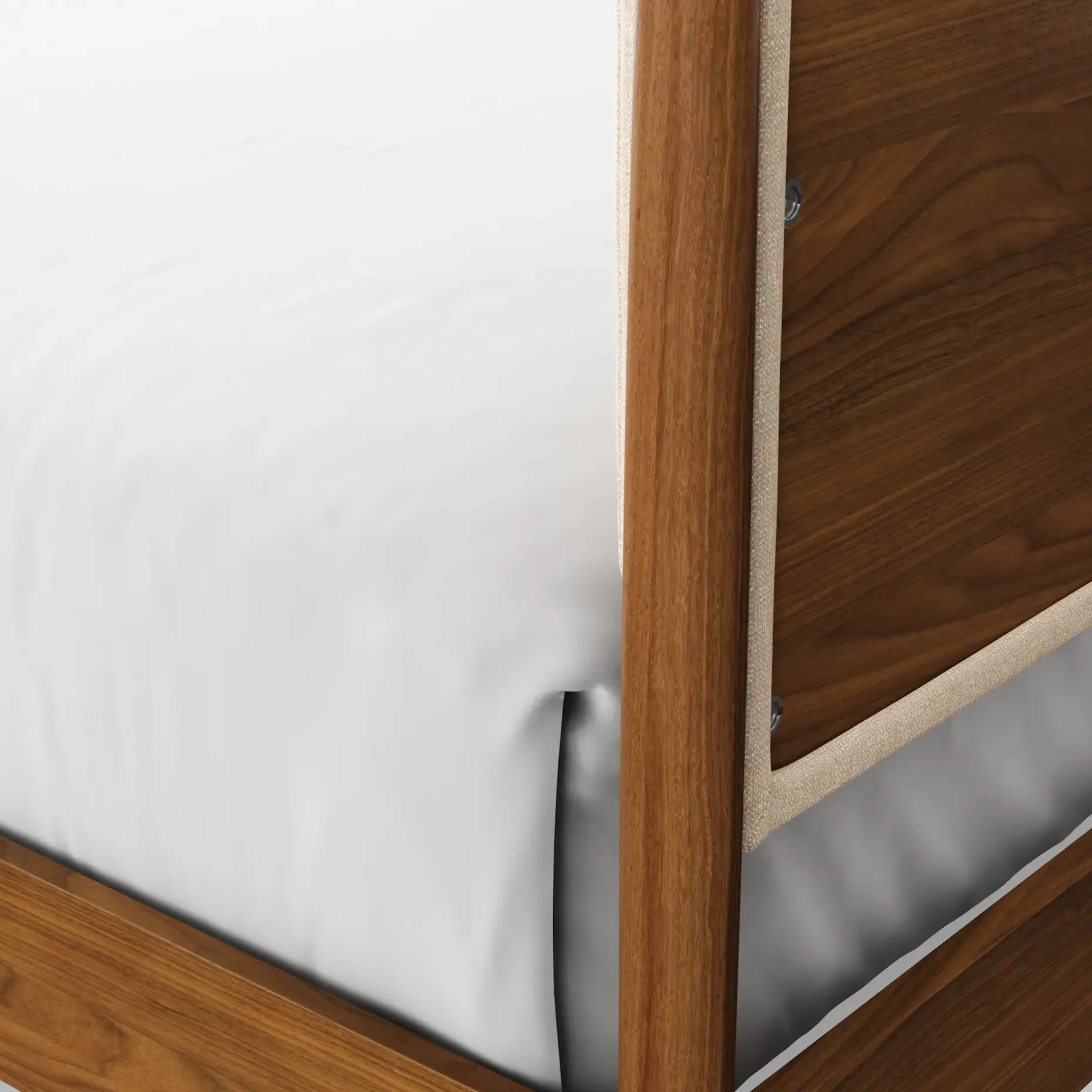 Lenia King Upholstered Bed - Walnut and Hestia Buff