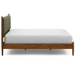 Lenia King Upholstered Bed - Walnut and Flou Moss