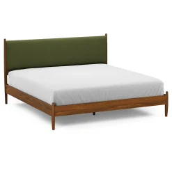 Lenia King Upholstered Bed - Walnut and Flou Moss