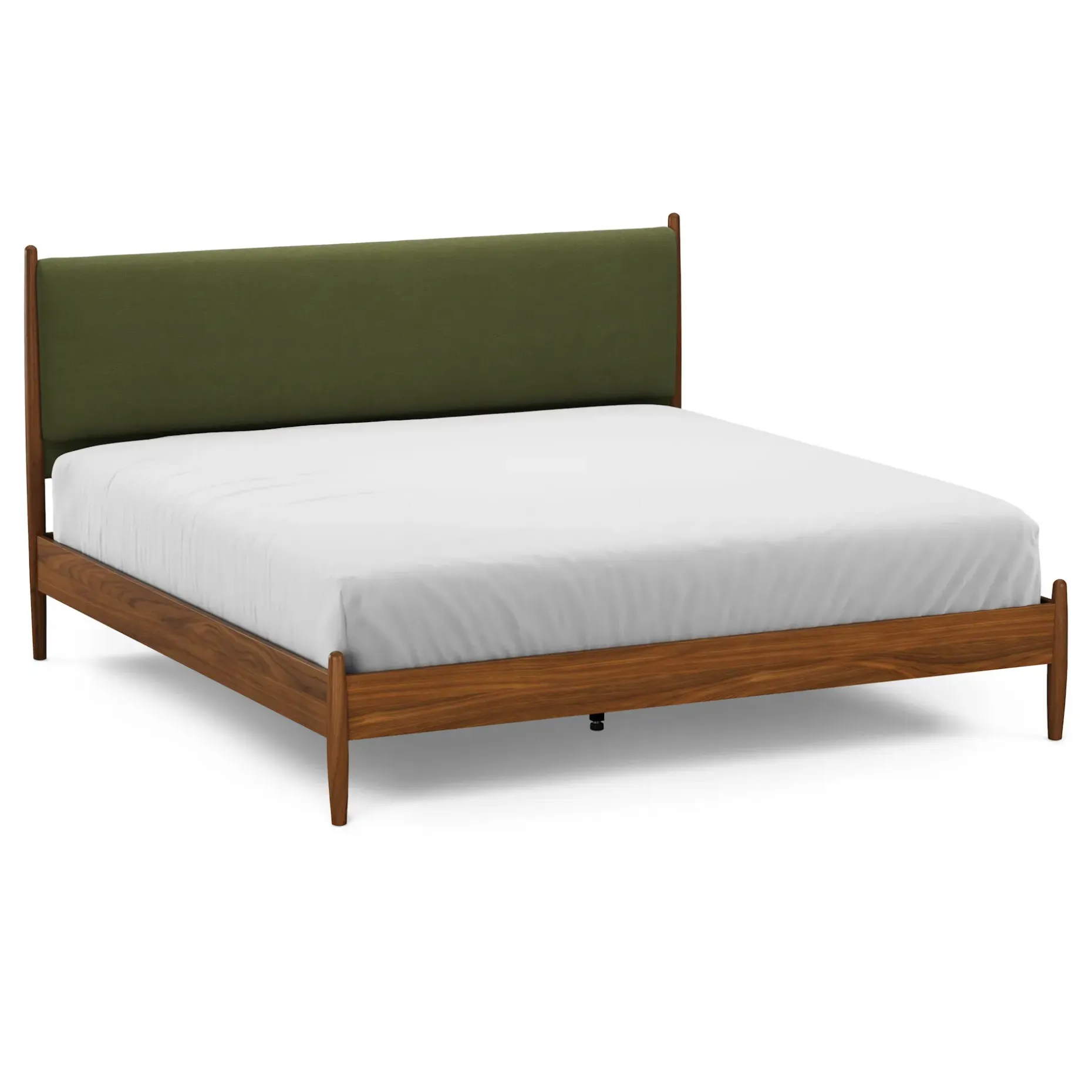 Lenia King Upholstered Bed - Walnut and Flou Moss