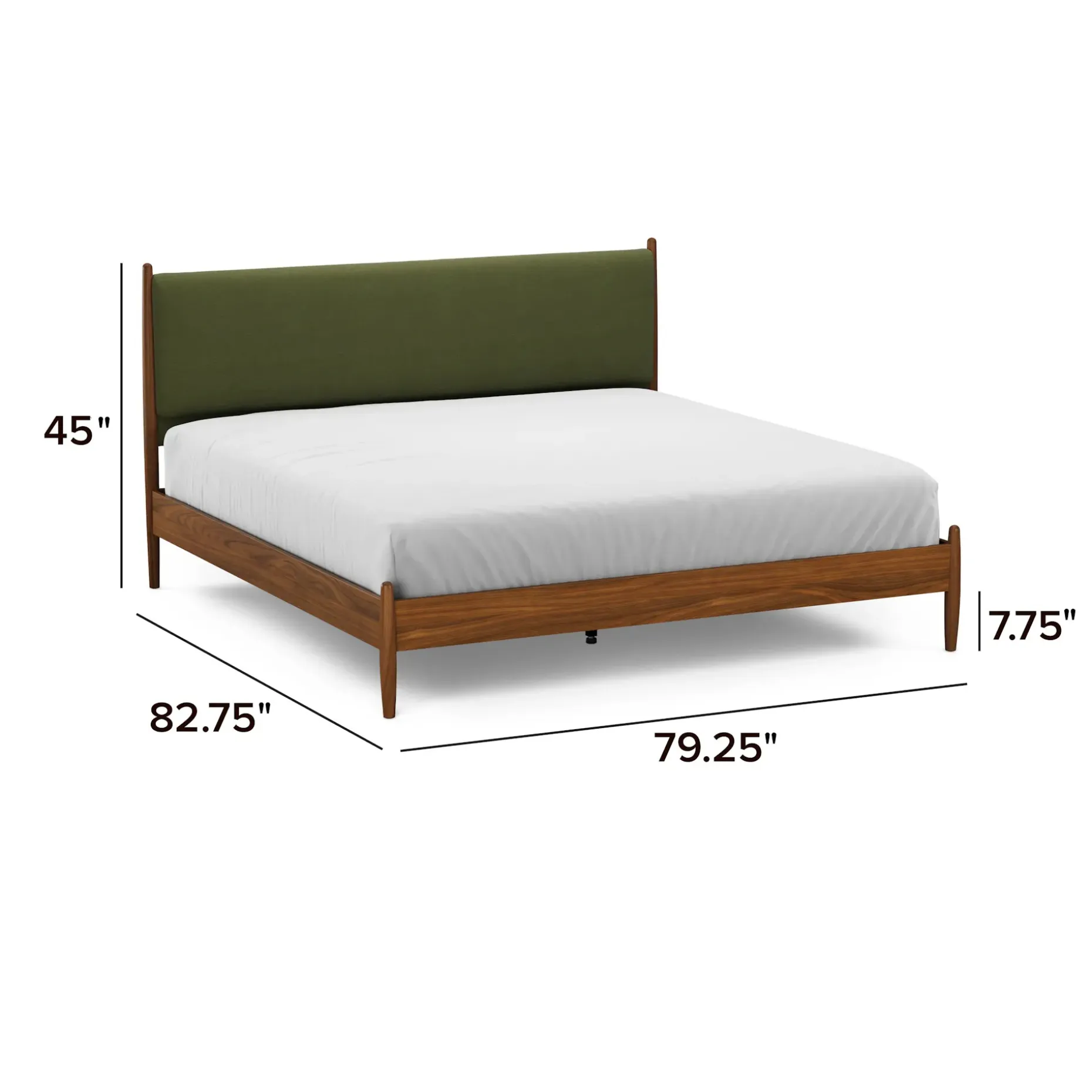 Lenia King Upholstered Bed - Walnut and Flou Moss