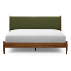 Lenia King Upholstered Bed - Walnut and Flou Moss