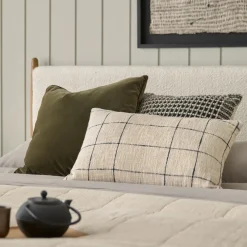 Lenia King Upholstered Bed - White Oak and Lunaria White Bouclé
