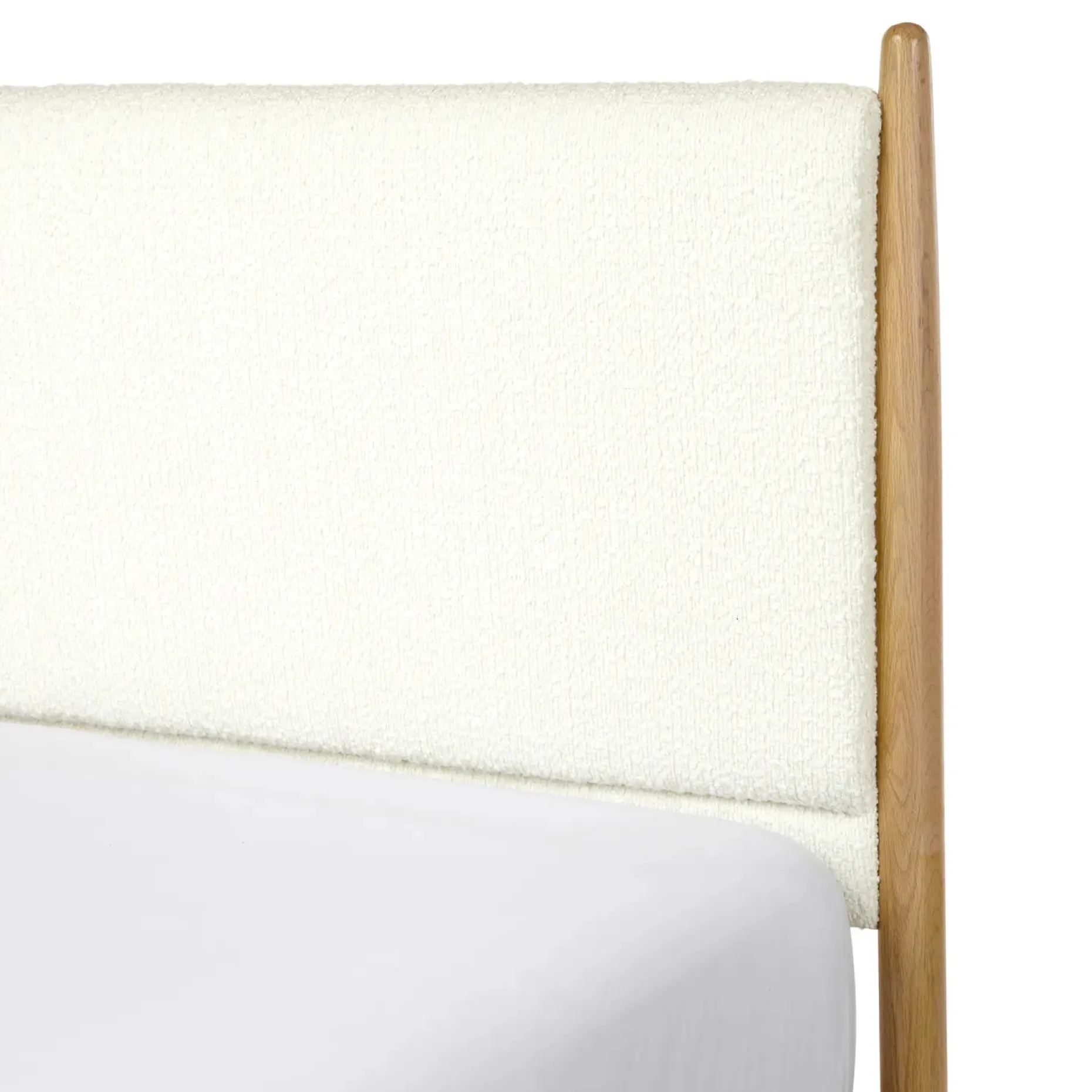Lenia King Upholstered Bed - White Oak and Lunaria White Bouclé