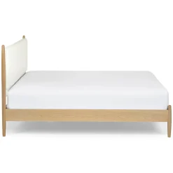 Lenia King Upholstered Bed - White Oak and Lunaria White Bouclé