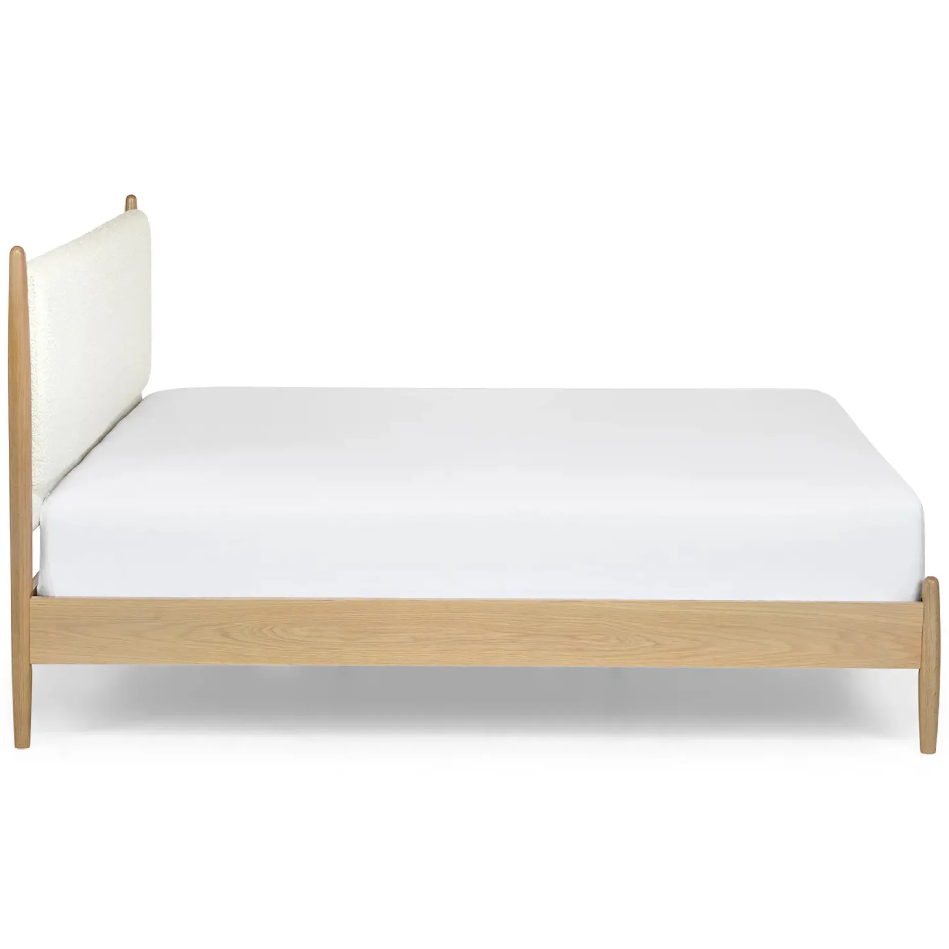 Lenia King Upholstered Bed - White Oak and Lunaria White Bouclé