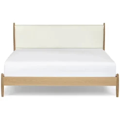 Lenia King Upholstered Bed - White Oak and Lunaria White Bouclé