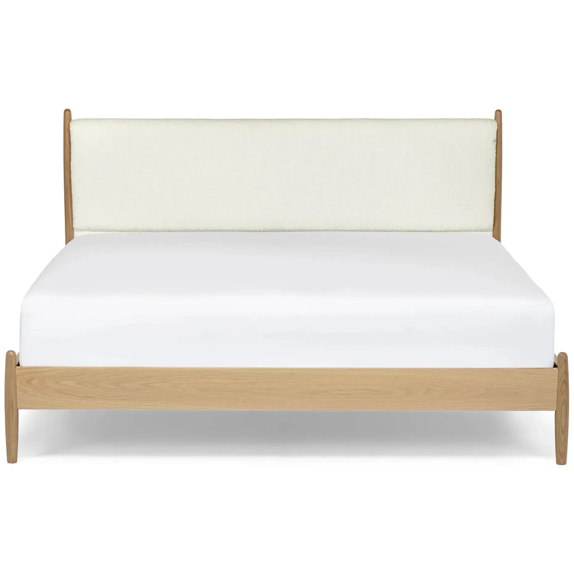 Lenia King Upholstered Bed - White Oak and Lunaria White Bouclé