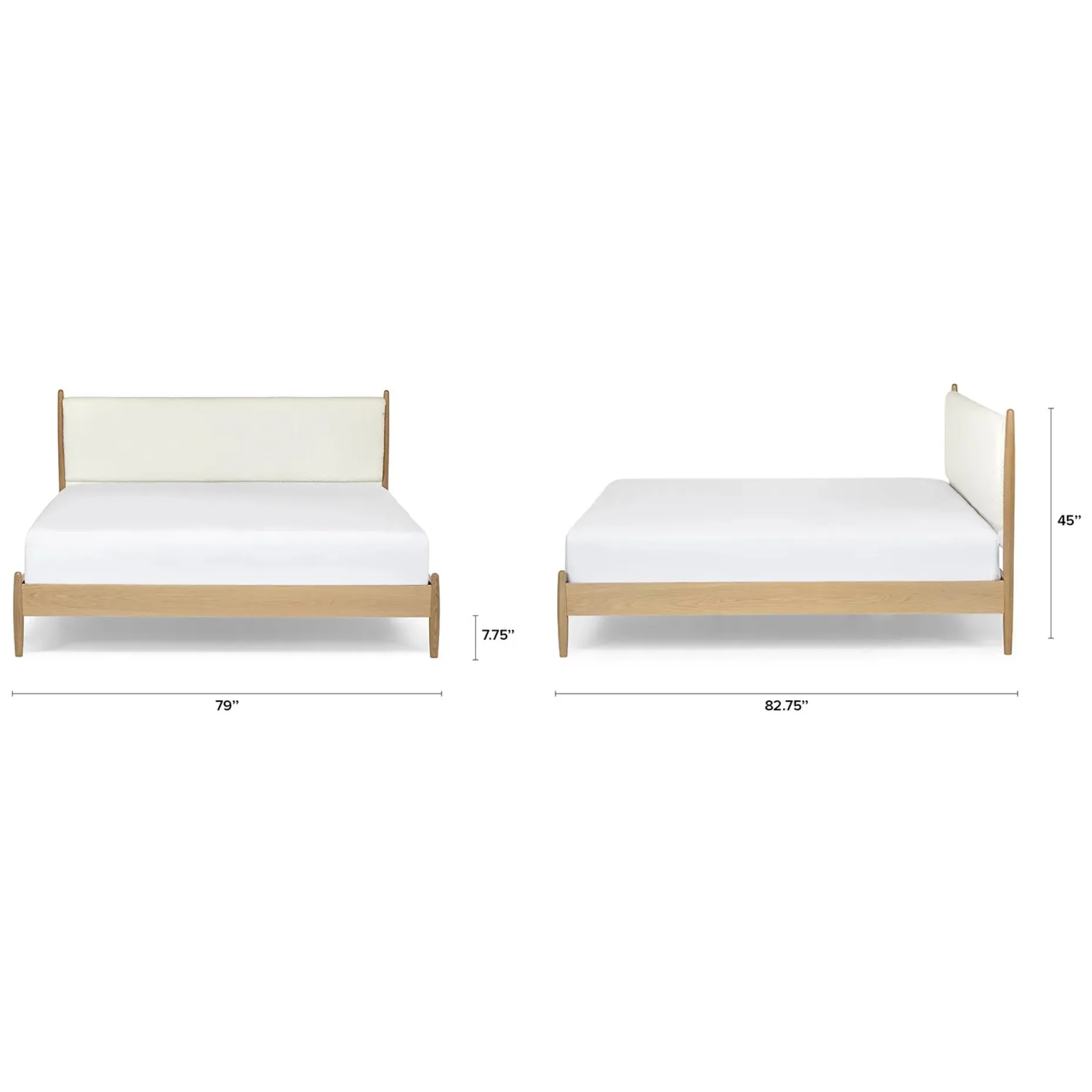 Lenia King Upholstered Bed - White Oak and Lunaria White Bouclé