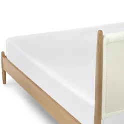 Lenia King Upholstered Bed - White Oak and Lunaria White Bouclé