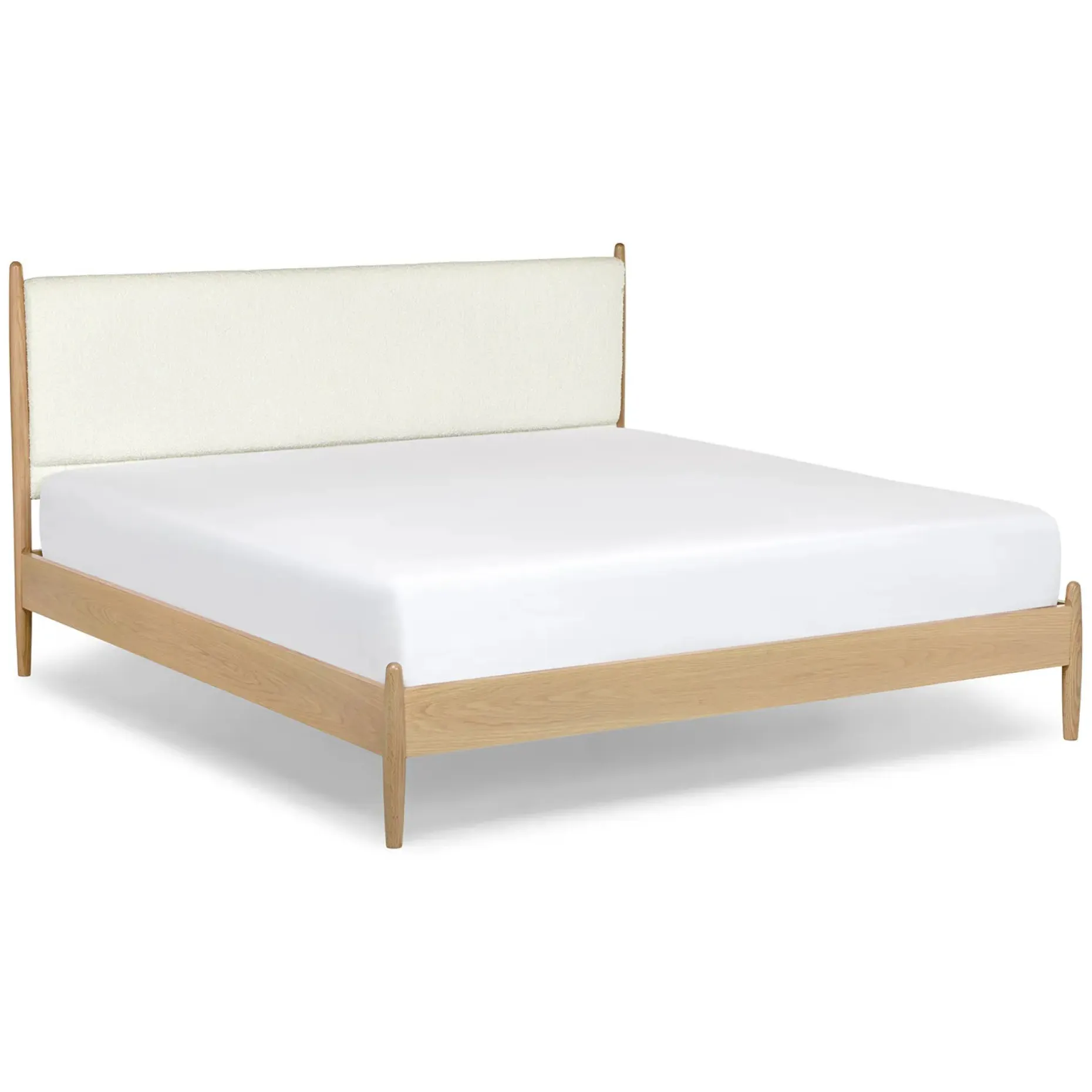 Lenia King Upholstered Bed - White Oak and Lunaria White Bouclé