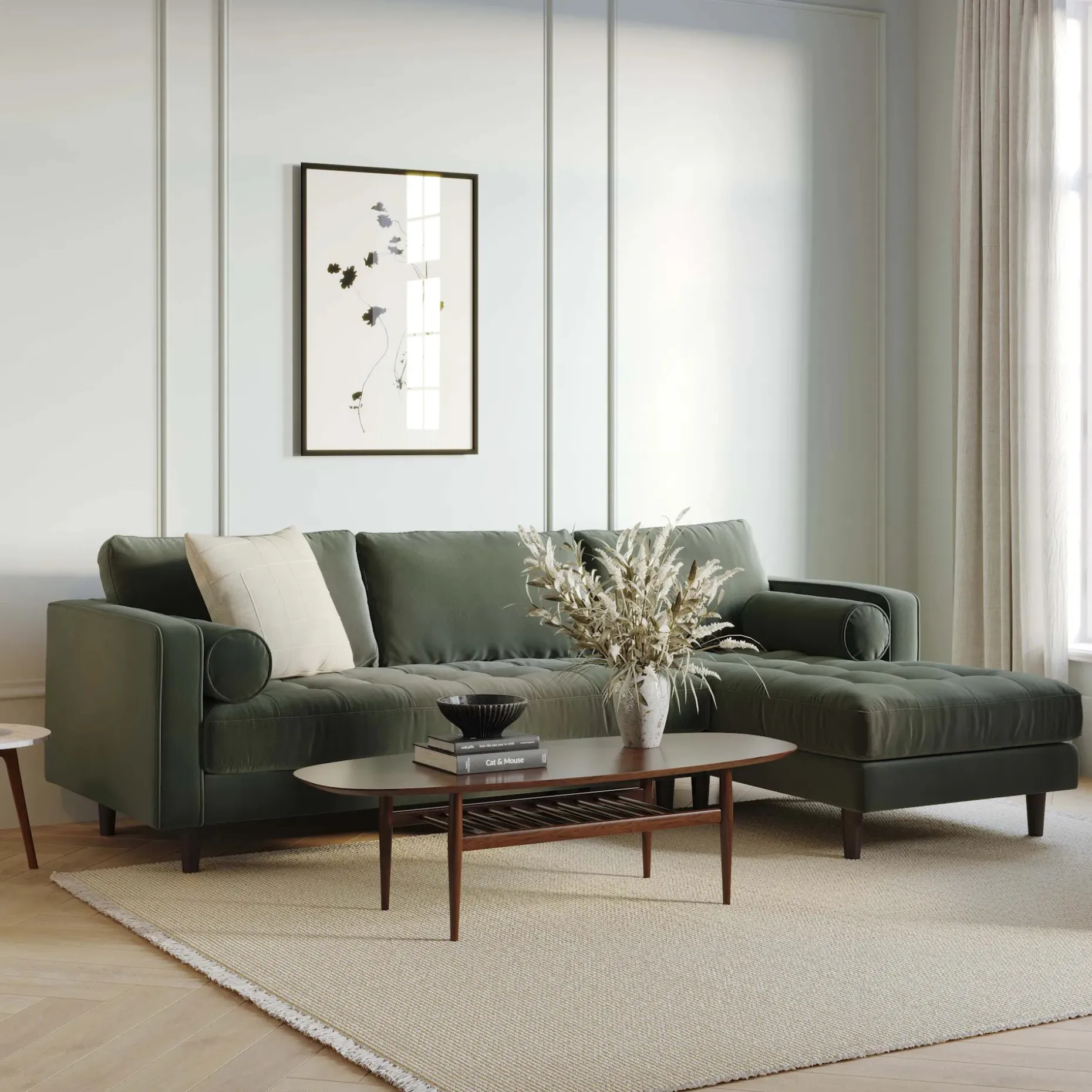 Lenia 53.5" Oval Coffee Table - Walnut