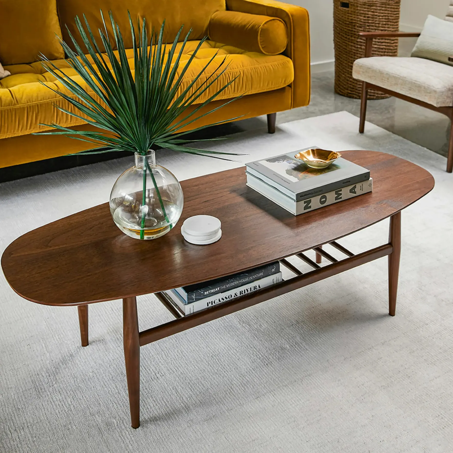 Lenia 53.5" Oval Coffee Table - Walnut