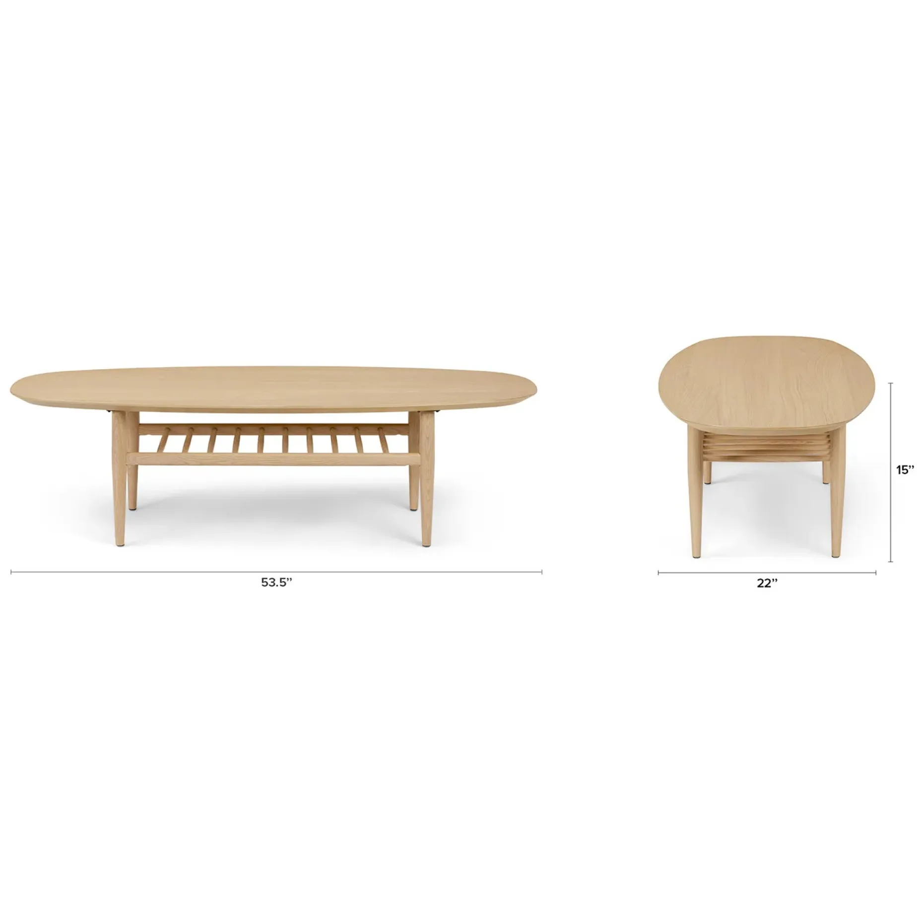 Lenia 53.5" Oval Coffee Table - White Oak