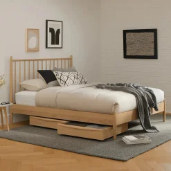 Lenia Queen Bed - White Oak