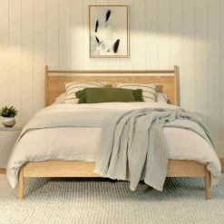 Lenia Queen Panel Bed - White Oak