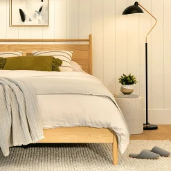 Lenia Queen Panel Bed - White Oak