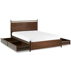 Lenia Queen Panel Storage Bed - Walnut