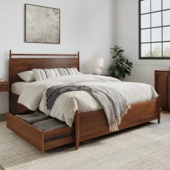 Lenia Queen Panel Storage Bed - Walnut