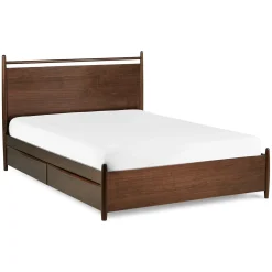 Lenia Queen Panel Storage Bed - Walnut