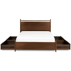 Lenia Queen Panel Storage Bed - Walnut