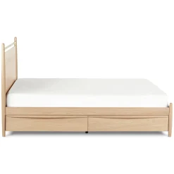 Lenia Queen Panel Storage Bed - White Oak
