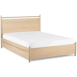 Lenia Queen Panel Storage Bed - White Oak
