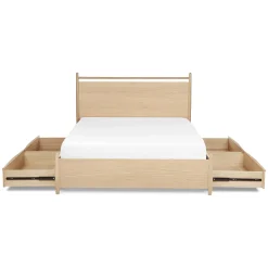 Lenia Queen Panel Storage Bed - White Oak