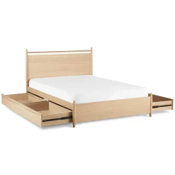 Lenia Queen Panel Storage Bed - White Oak