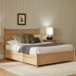 Lenia Queen Panel Storage Bed - White Oak
