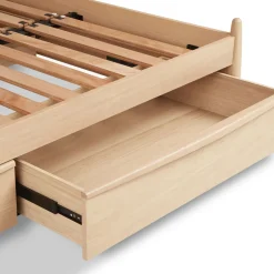 Lenia Queen Panel Storage Bed - White Oak